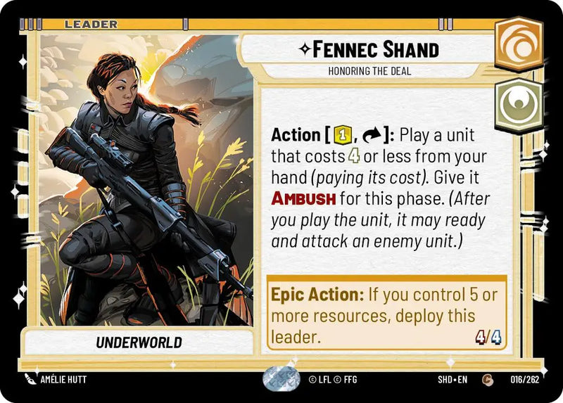 Fennec Shand - Honoring the Deal (016/262) [Shadows of the Galaxy] - Star Wars: Unlimited Single