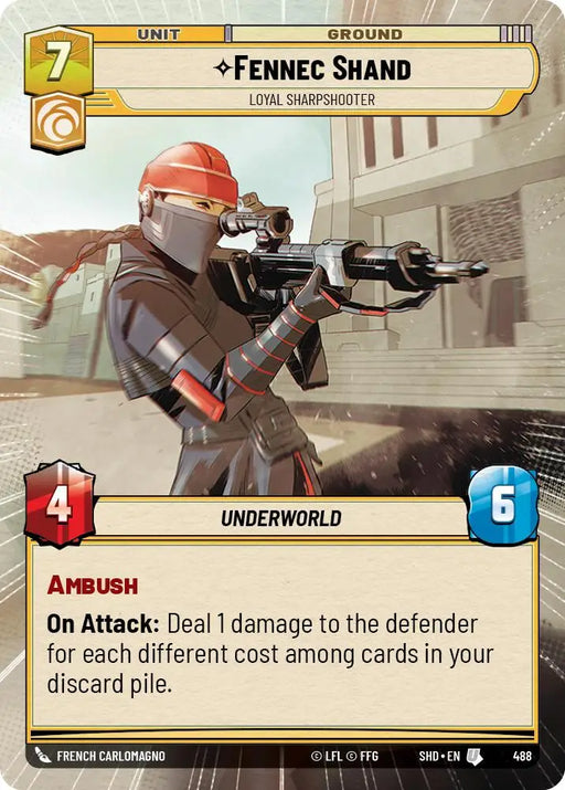 Fennec Shand - Loyal Sharpshooter (Hyperspace) (488) [Shadows of the Galaxy] - Star Wars: Unlimited Single