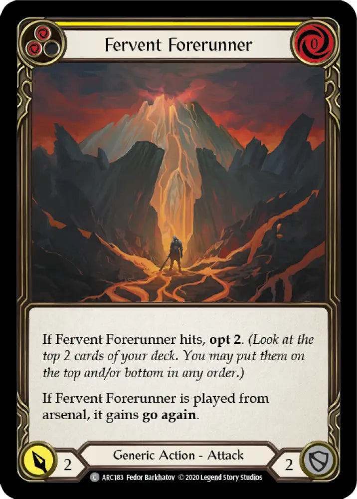 Fervent Forerunner (Yellow) [Arcane Rising Unlimited] Unlimited Rainbow Foil - Flesh And Blood Single