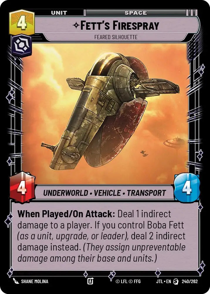 Fett’s Firespray - Feared Silhouette (240/257) [Jump to Lightspeed] - Star Wars: Unlimited Single