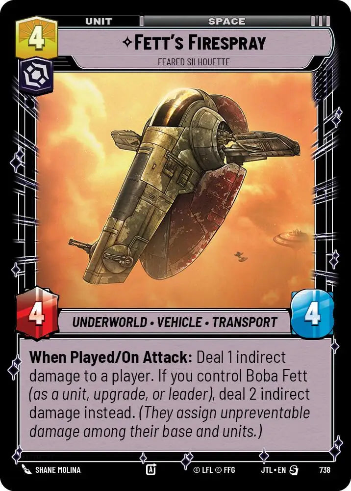 Fett’s Firespray - Feared Silhouette (Foil) (738) [Jump to Lightspeed] - Star Wars: Unlimited Single