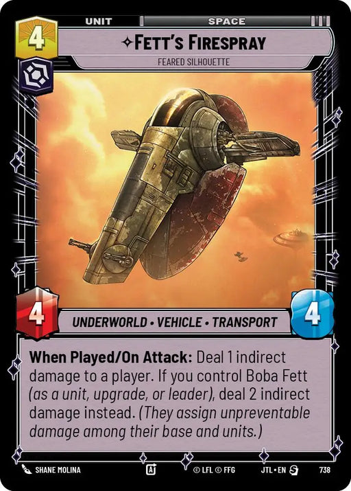 Fett’s Firespray - Feared Silhouette (Foil) (738) [Jump to Lightspeed] - Star Wars: Unlimited Single