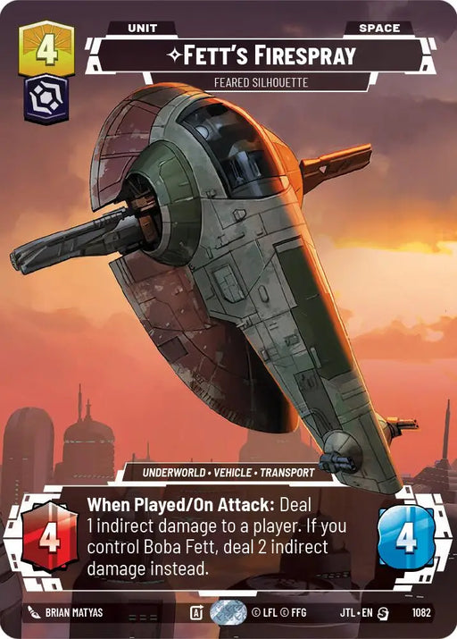 Fett’s Firespray - Feared Silhouette (Prestige Foil) (1082) [Jump to Lightspeed] - Star Wars: Unlimited Single