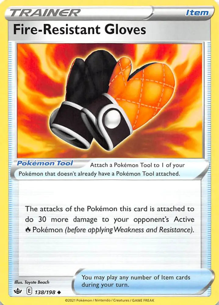 Fire-Resistant Gloves (138/198) [Sword & Shield: Chilling Reign] - Pokemon Single