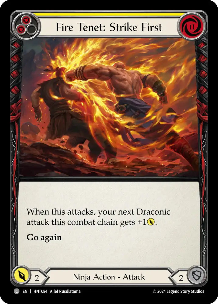 Fire Tenet: Strike First (Yellow) [The Hunted] Rainbow Foil - Flesh And Blood Single