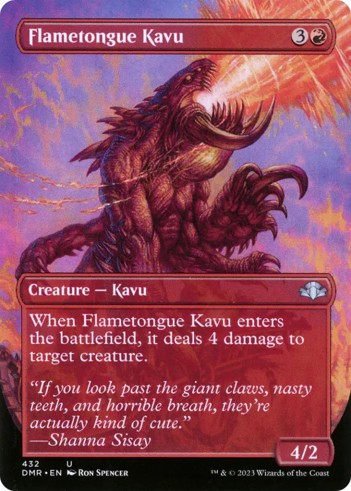 Flametongue Kavu (Borderless Alternate Art) [Dominaria Remastered] - MTG Single