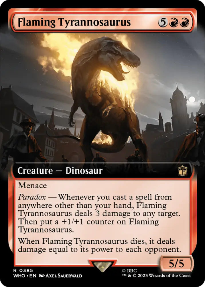 Flaming Tyrannosaurus (Extended Art) [Doctor Who] - MTG Single
