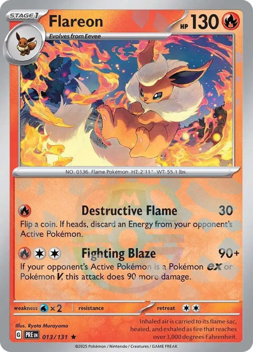 Flareon (013/131) (Master Ball Pattern) [Scarlet & Violet: Prismatic Evolutions] - Pokemon Single