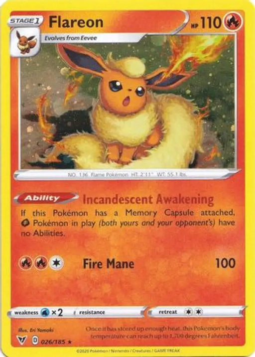 Flareon (026/185) (Cosmos Holo) [Sword & Shield: Vivid Voltage] - Pokemon Single