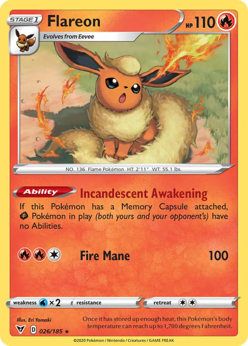 Flareon (026/185) [Sword & Shield: Vivid Voltage] - Pokemon Single