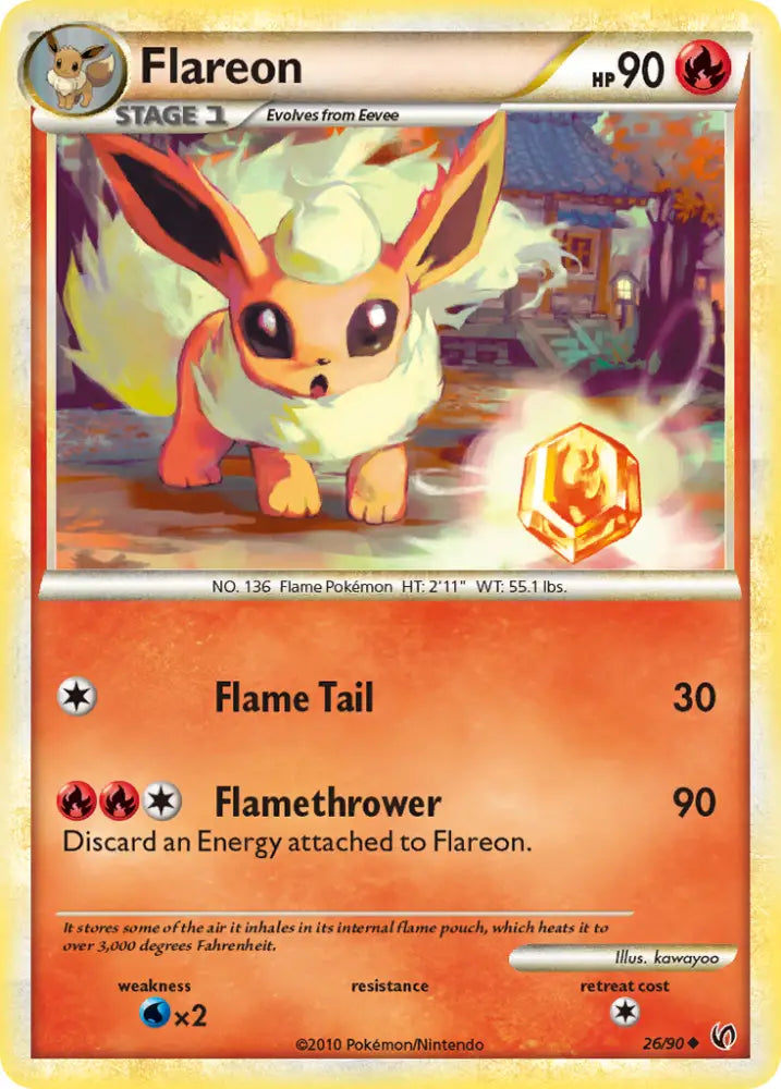 Flareon (26/90) [HeartGold & SoulSilver: Undaunted] - Pokemon Single
