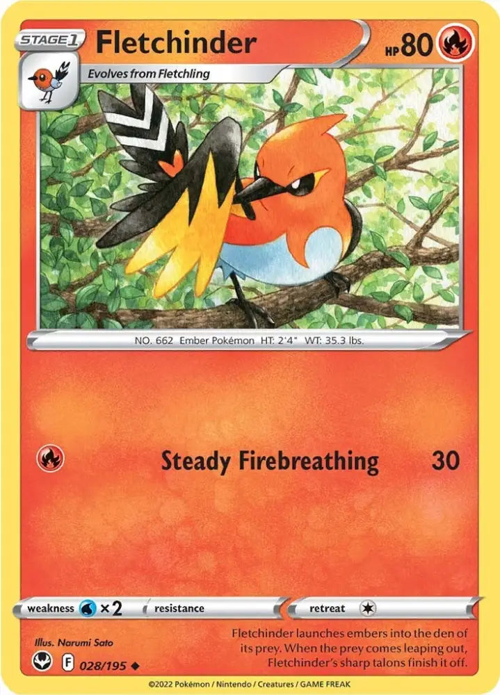 Fletchinder (028/195) [Sword & Shield: Silver Tempest] - Pokemon Single