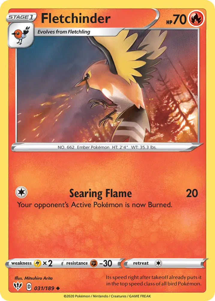 Fletchinder (031/189) [Sword & Shield: Darkness Ablaze] - Pokemon Single