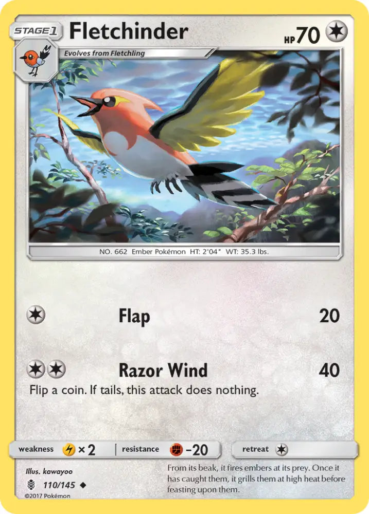 Fletchinder (110/145) [Sun & Moon: Guardians Rising] - Pokemon Single