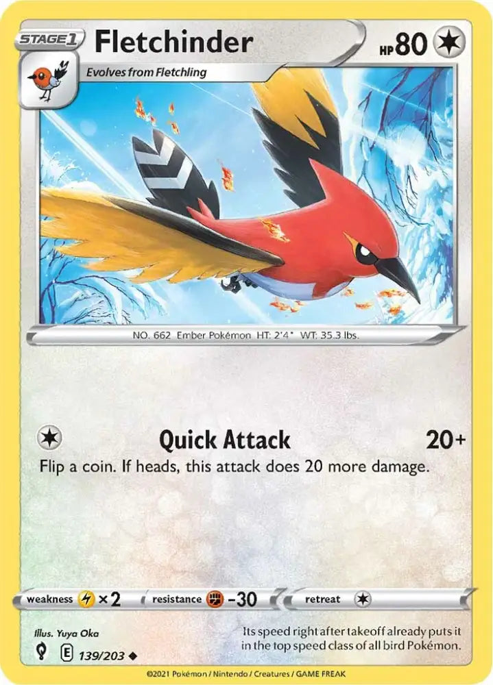 Fletchinder (139/203) [Sword & Shield: Evolving Skies] - Pokemon Single