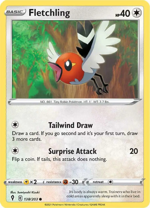 Fletchling (138/203) [Sword & Shield: Evolving Skies] - Pokemon Single