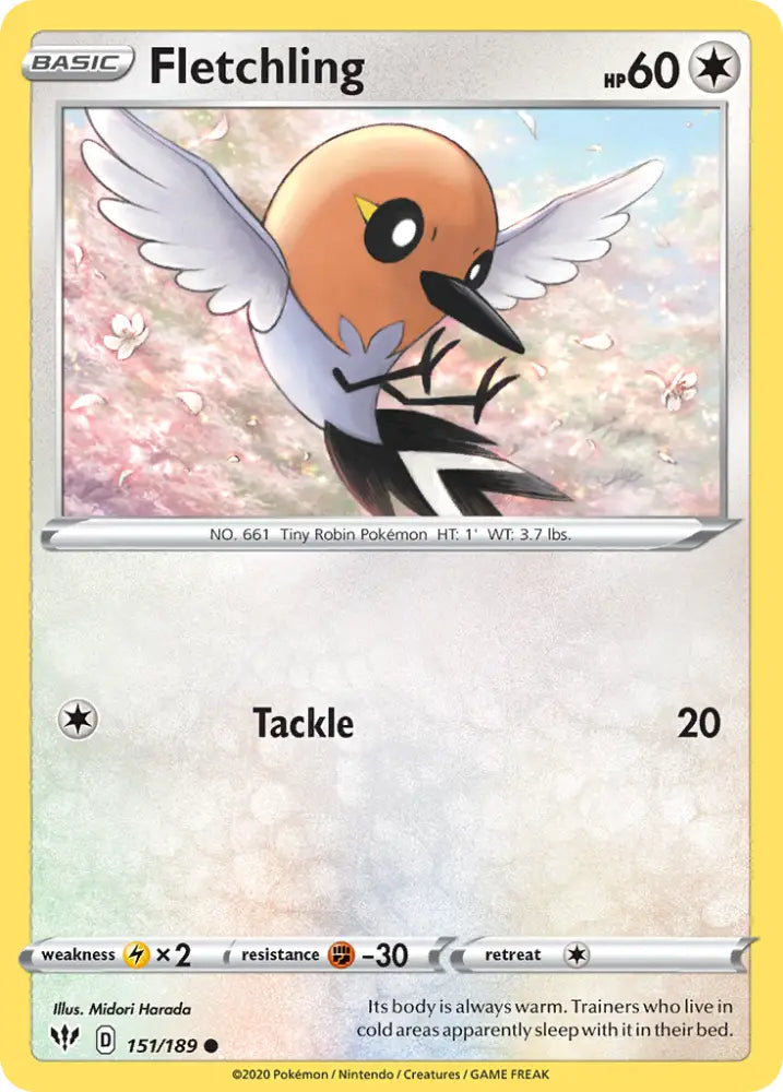 Fletchling (151/189) [Sword & Shield: Darkness Ablaze] - Pokemon Single