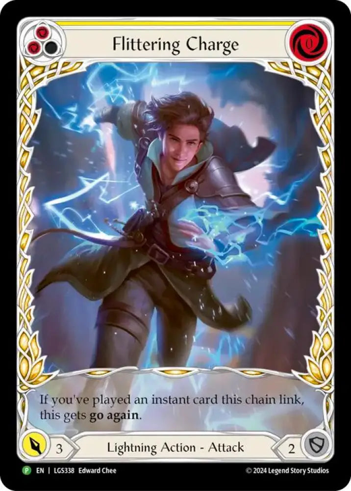 Flittering Charge (Yellow) (Extended Art) [LGS338] (Promo) Rainbow Foil - Flesh And Blood Single
