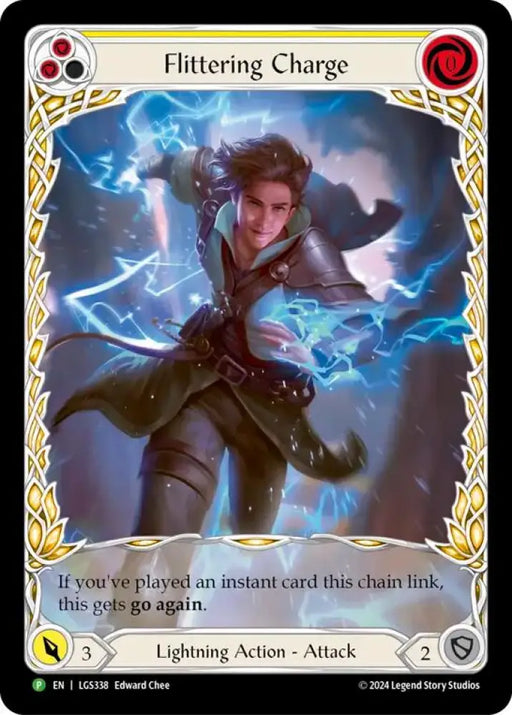 Flittering Charge (Yellow) (Extended Art) [LGS338] (Promo) Rainbow Foil - Flesh And Blood Single