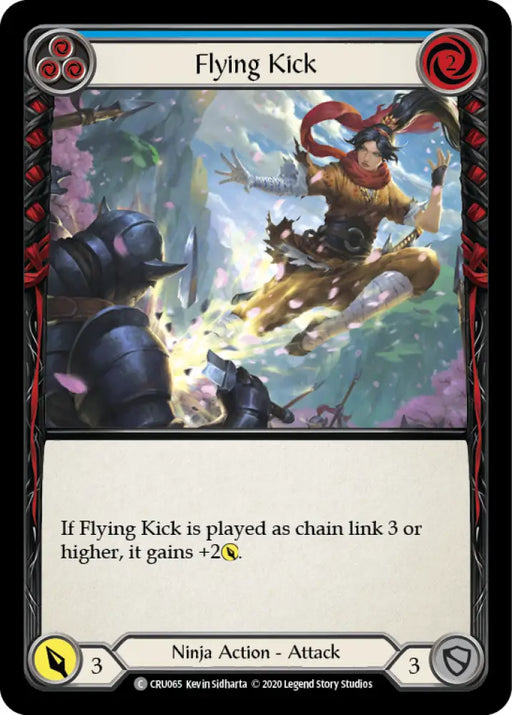 Flying Kick (Blue) [Crucible of War 1st Edition] 1st Edition Rainbow Foil - Flesh And Blood Single