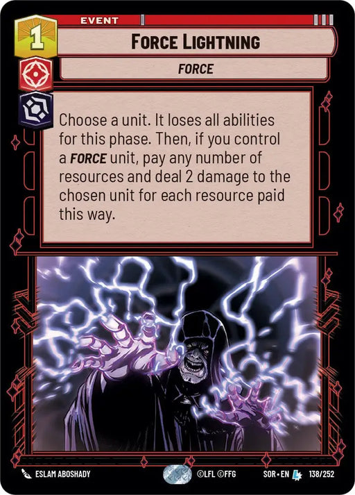 Force Lightning (138/252) [Spark of Rebellion] - Star Wars: Unlimited Single