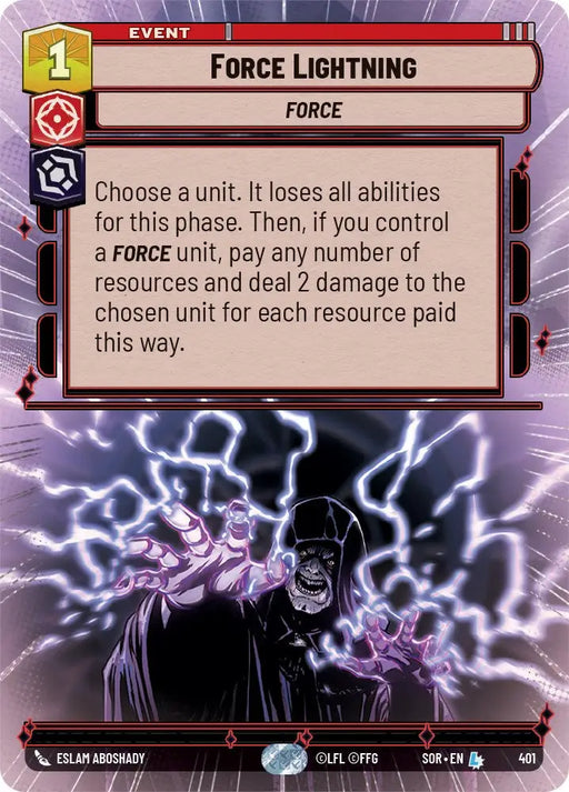 Force Lightning (Hyperspace) (401) [Spark of Rebellion] - Star Wars: Unlimited Single