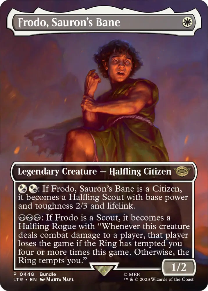Frodo Sauron’s Bane (Borderless Alternate Art) [The Lord of the Rings: Tales of Middle-Earth] - MTG Single