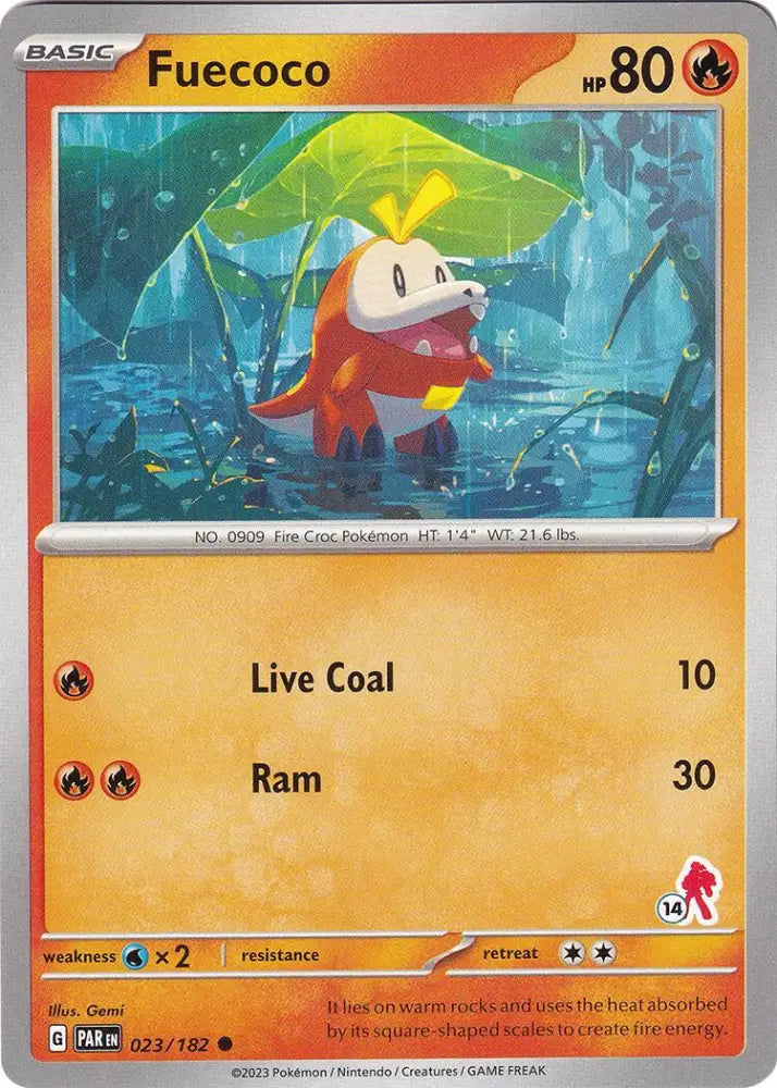 Fuecoco (023/182) (Armarouge Stamp #14) [Battle Academy 2024] - Pokemon Single