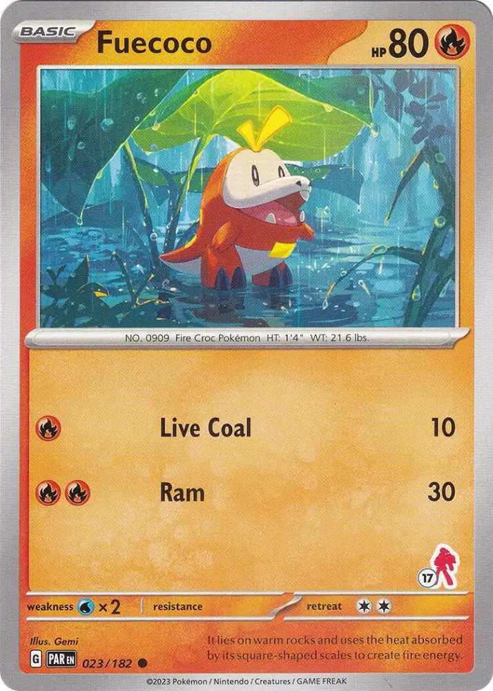 Fuecoco (023/182) (Armarouge Stamp #17) [Battle Academy 2024] - Pokemon Single