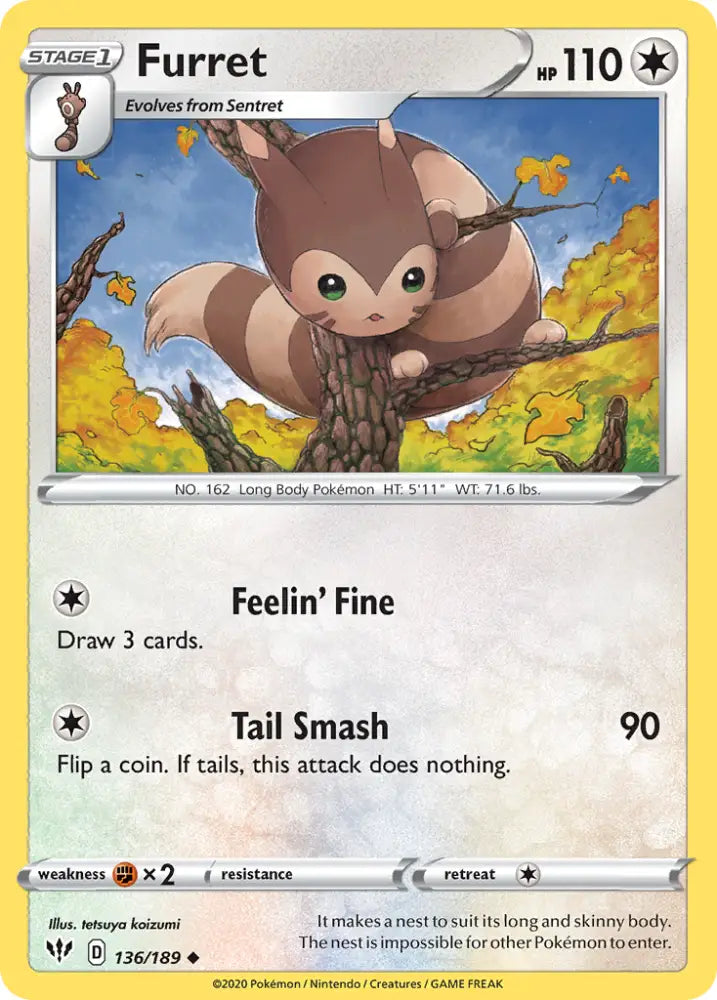 Furret (136/189) [Sword & Shield: Darkness Ablaze] - Pokemon Single