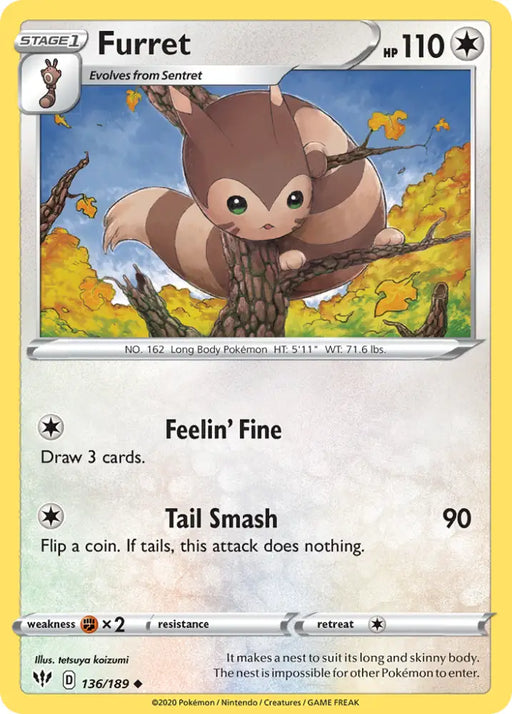Furret (136/189) [Sword & Shield: Darkness Ablaze] - Pokemon Single