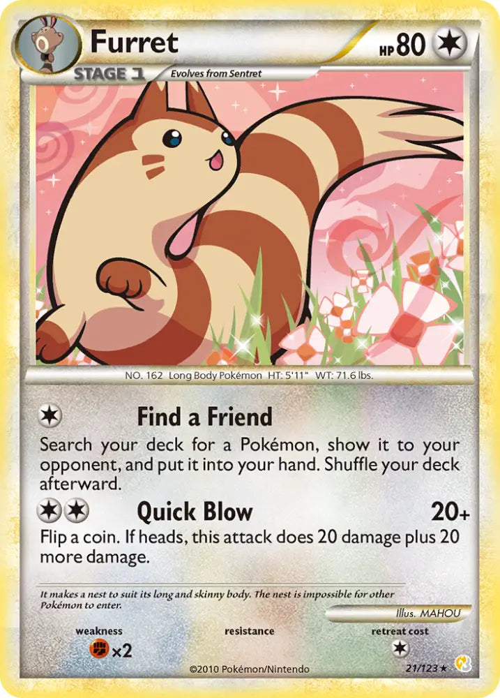 Furret (21/123) [HeartGold & SoulSilver: Base Set] - Pokemon Single