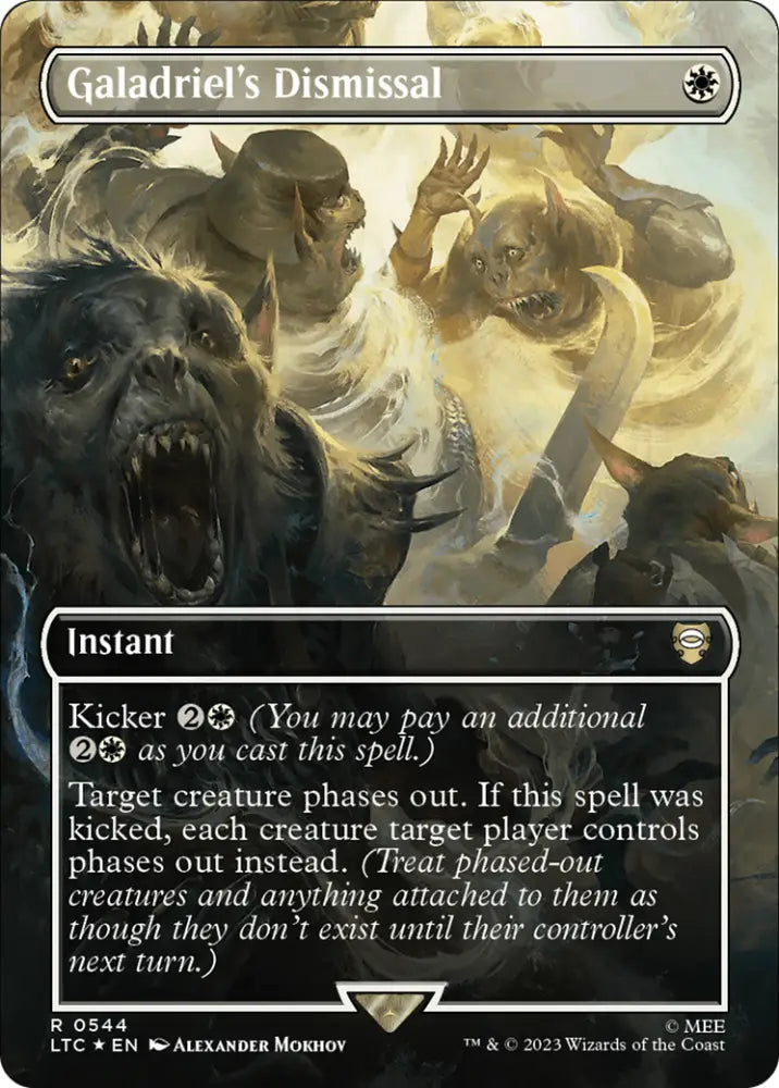 Galadriel’s Dismissal (Borderless) (Surge Foil) [The Lord of the Rings: Tales of Middle-Earth Commander] - MTG Single