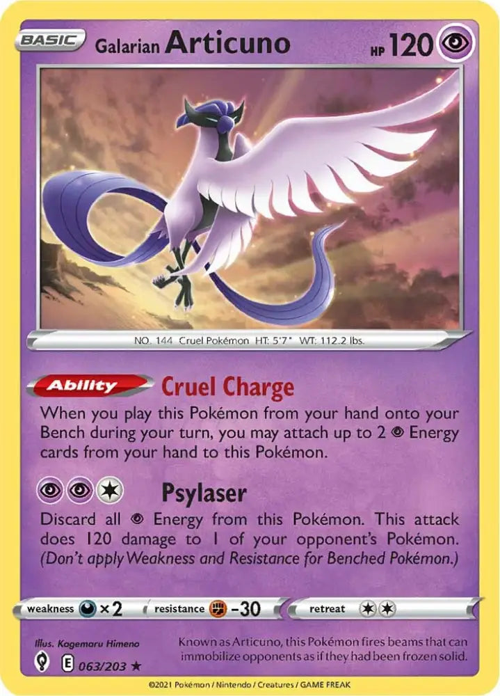 Galarian Articuno (063/203) [Sword & Shield: Evolving Skies] - Pokemon Single