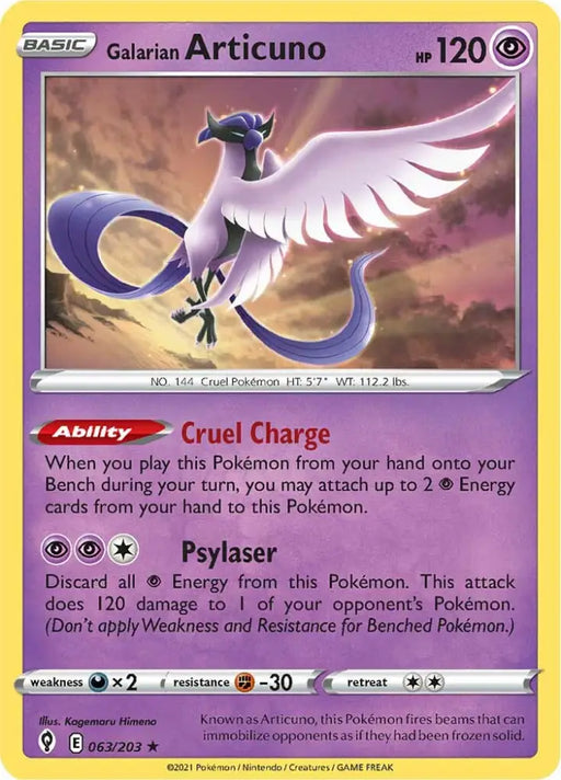 Galarian Articuno (063/203) [Sword & Shield: Evolving Skies] - Pokemon Single