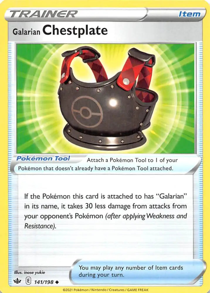 Galarian Chestplate (141/198) [Sword & Shield: Chilling Reign] - Pokemon Single