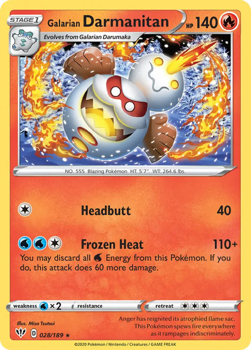 Galarian Darmanitan (028/189) [Sword & Shield: Darkness Ablaze] - Pokemon Single