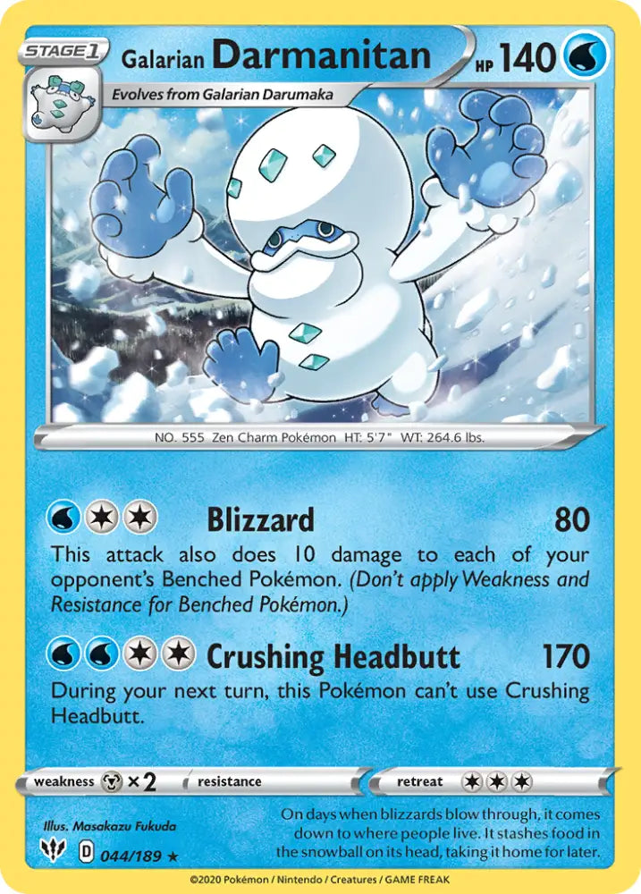 Galarian Darmanitan (044/189) [Sword & Shield: Darkness Ablaze] - Pokemon Single