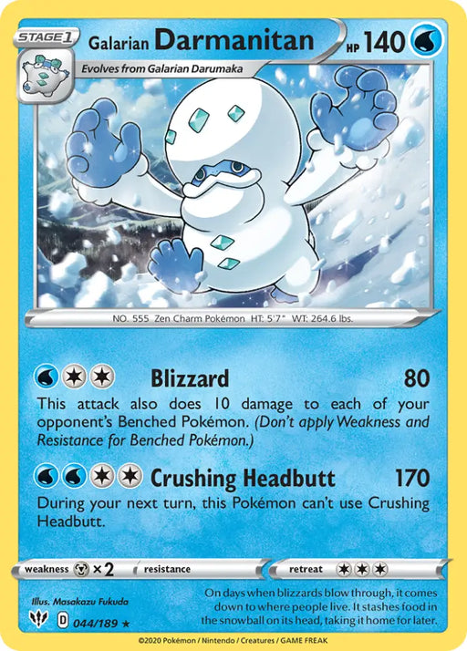 Galarian Darmanitan (044/189) [Sword & Shield: Darkness Ablaze] - Pokemon Single