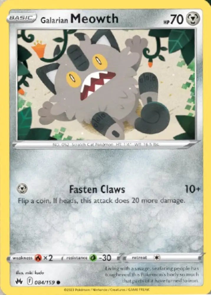 Galarian Meowth (084/159) [Sword & Shield: Crown Zenith] - Pokemon Single