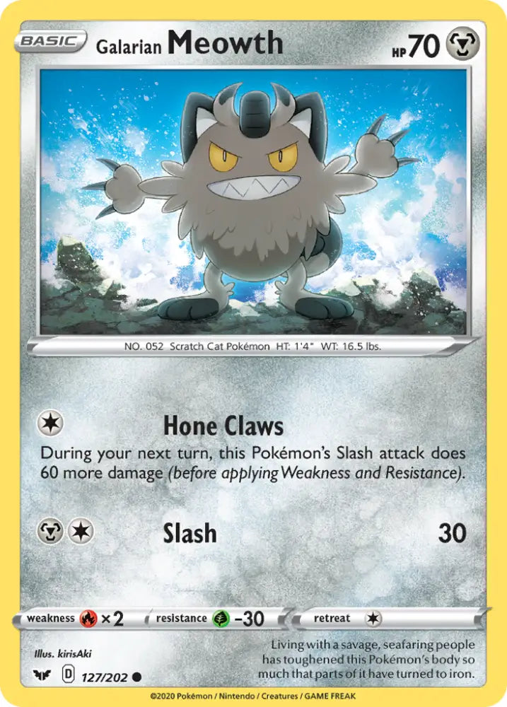 Galarian Meowth (127/202) [Sword & Shield: Base Set] - Pokemon Single