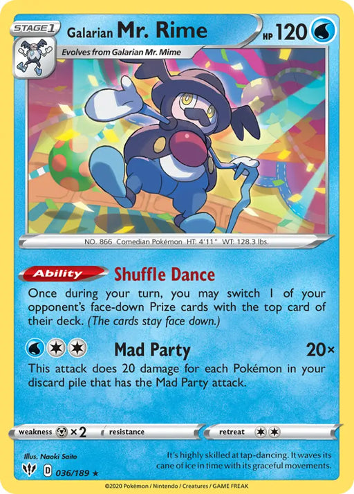 Galarian Mr. Rime (036/189) [Sword & Shield: Darkness Ablaze] - Pokemon Single