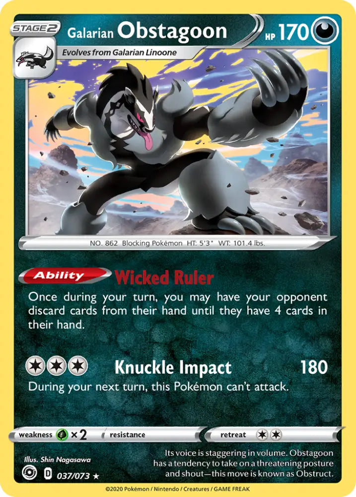 Galarian Obstagoon (037/073) [Sword & Shield: Champion’s Path] - Pokemon Single