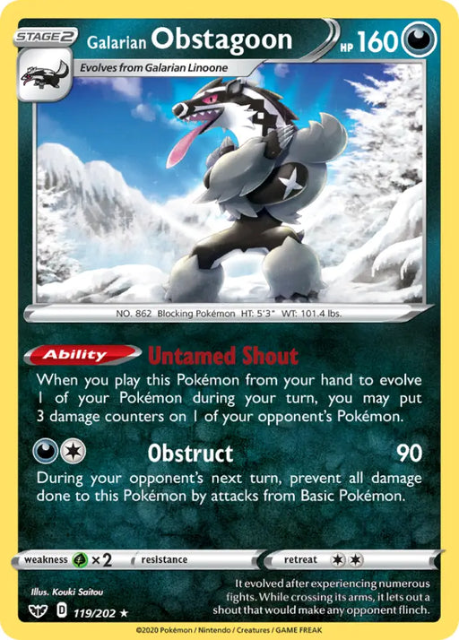 Galarian Obstagoon (119/202) [Sword & Shield: Base Set] - Pokemon Single