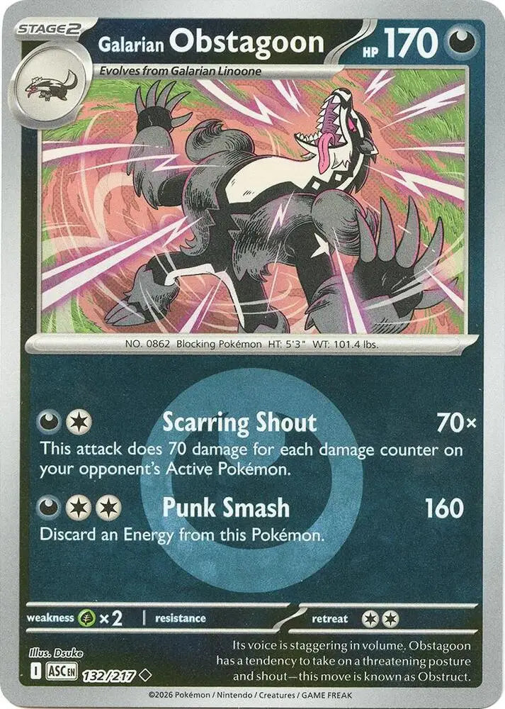 Galarian Obstagoon - 132/217 (Energy Symbol Pattern) [ME: Ascended Heroes]