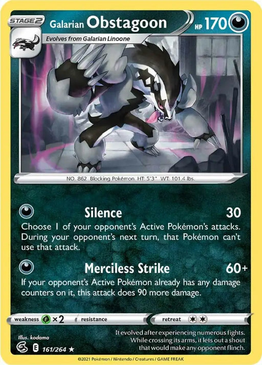 Galarian Obstagoon (161/264) [Sword & Shield: Fusion Strike] - Pokemon Single