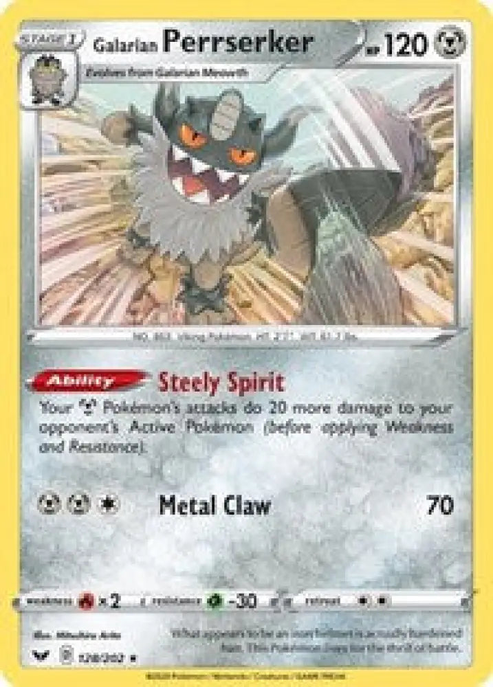 Galarian Perrserker (128/202) (Theme Deck Exclusive) [Sword & Shield: Base Set] - Pokemon Single