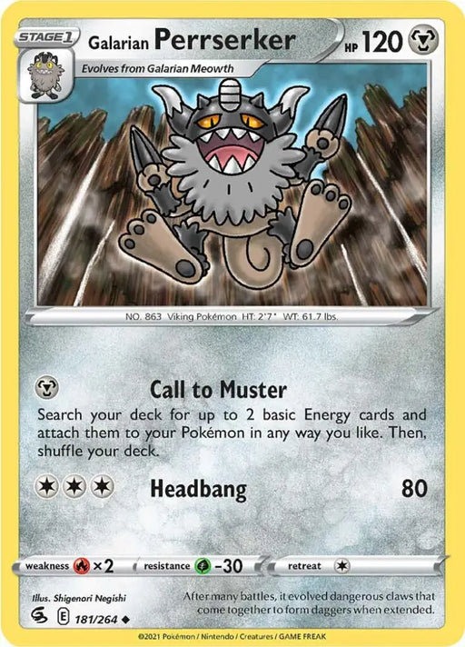 Galarian Perrserker (181/264) [Sword & Shield: Fusion Strike] - Pokemon Single