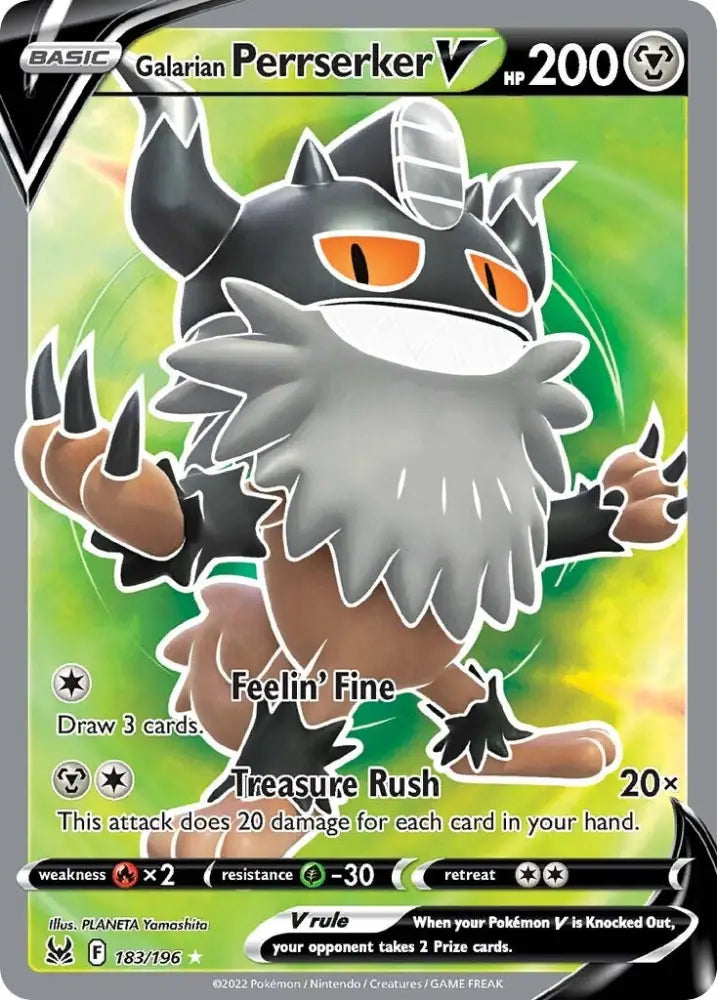 Galarian Perrserker V (183/196) [Sword & Shield: Lost Origin] - Pokemon Single