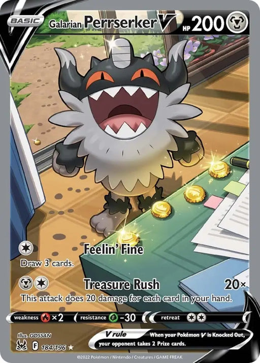 Galarian Perrserker V (184/196) [Sword & Shield: Lost Origin] - Pokemon Single